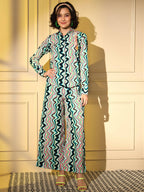 Light Blue Crepe Digital Printed Top With Matching Trouser - Shivani
