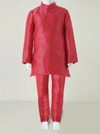 Joban Fashion Kids Island Sequence work Nehru Jacket Full Sleeves Kurta, Pajama Set - Tomato Red - Distacart