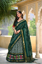 Vastranavya Designer Ikkat Print With Foil Work Lehenga Choli - Green