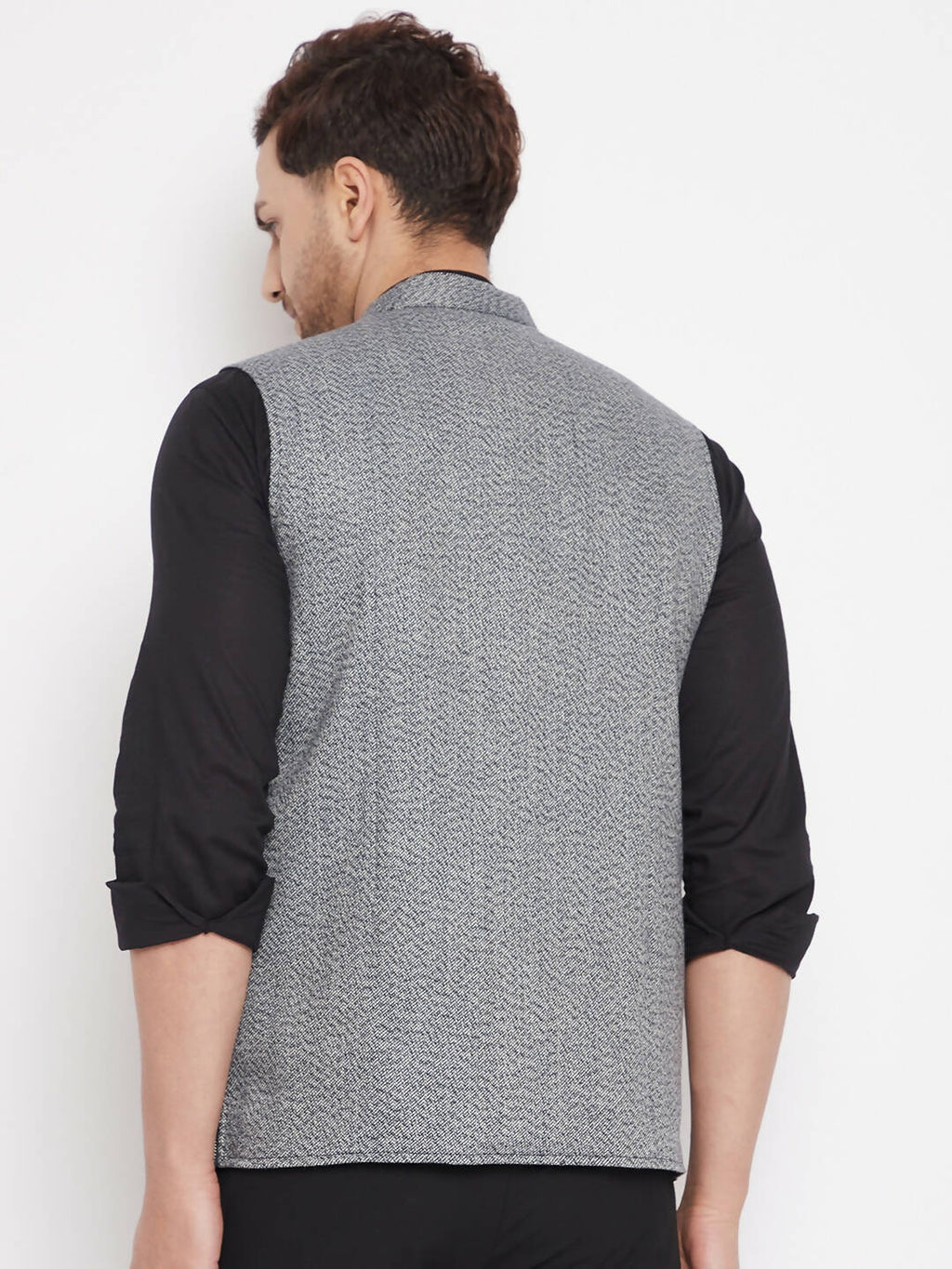 Even Apparels Grey Merino Men Woven Nehru Jacket PW689 - Distacart