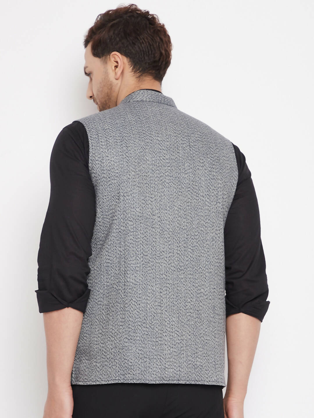 Even Apparels Grey Merino Men Woven Nehru Jacket PW689 - Distacart