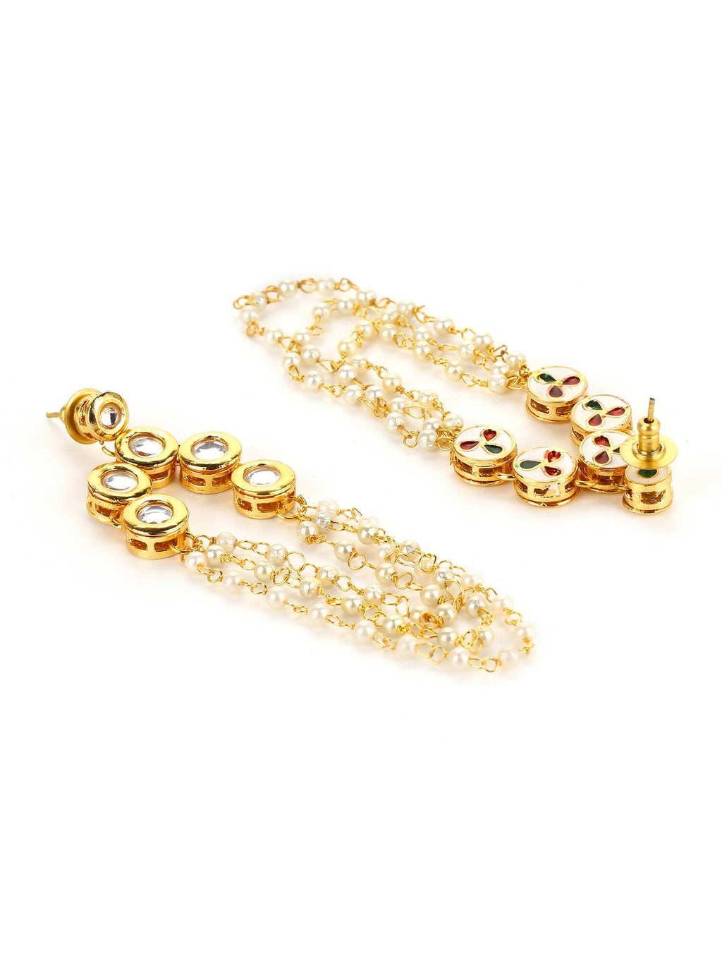 Gold Plated Off White Contemporary Drop Earrings - Ruby Raang - Distacart