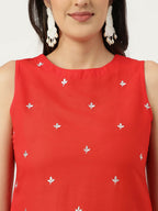 Joban Fashion Red Rayon and Embroidered Work Straight Kurta Bottom Set