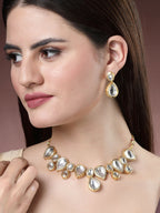 NVR Women's Gold Kundan-Studded Handcrafted Jewellery Set
