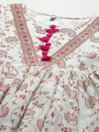 Yufta Off White Floral Ethnic Maxi Dress