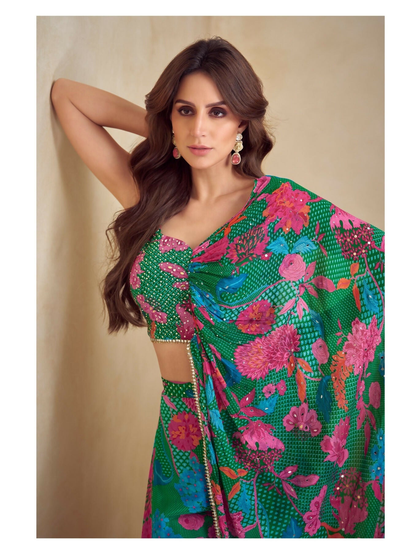 Anaita Dark Green Real Chinon Stitched Suit with Printed & Embroidery hand work - Distacart