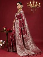 Shree Shyam Fashion Maroon Silk Blend Saree - Distacart