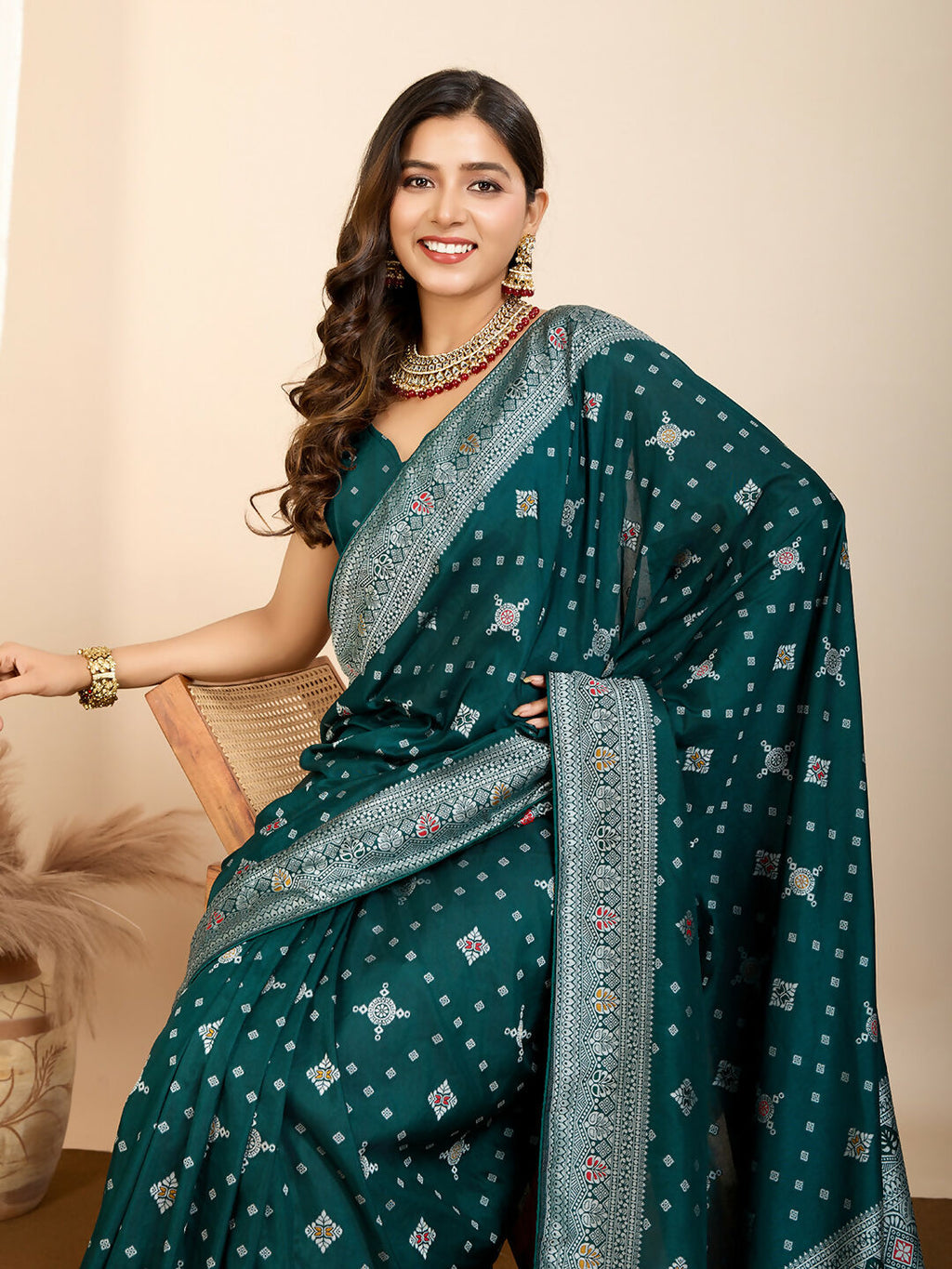 Rama Soft Silk Woven Meenakari Designer Saree - Vedanti