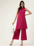 Joban Fashion Pink Rayon and Embroidered Work Straight Kurta Bottom Set