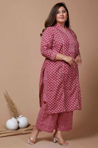 Miravan Women's Floral Printed Cotton Kurta With Palazzo 
