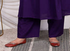 Miravan Womens Plus Size Purple Embroidered Kurta With Palazzo And Dupatta Set - Distacart