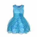 Asmaani Baby Girl's Sky Blue Satin Knee Length Frock (AS-DRESS-22142)