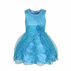 Asmaani Baby Girl's Sky Blue Satin Knee Length Frock (AS-DRESS-22142)