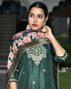 Vaasva Women's Silk Emboidered Solid Pant Set & Digital Printed Dupatta