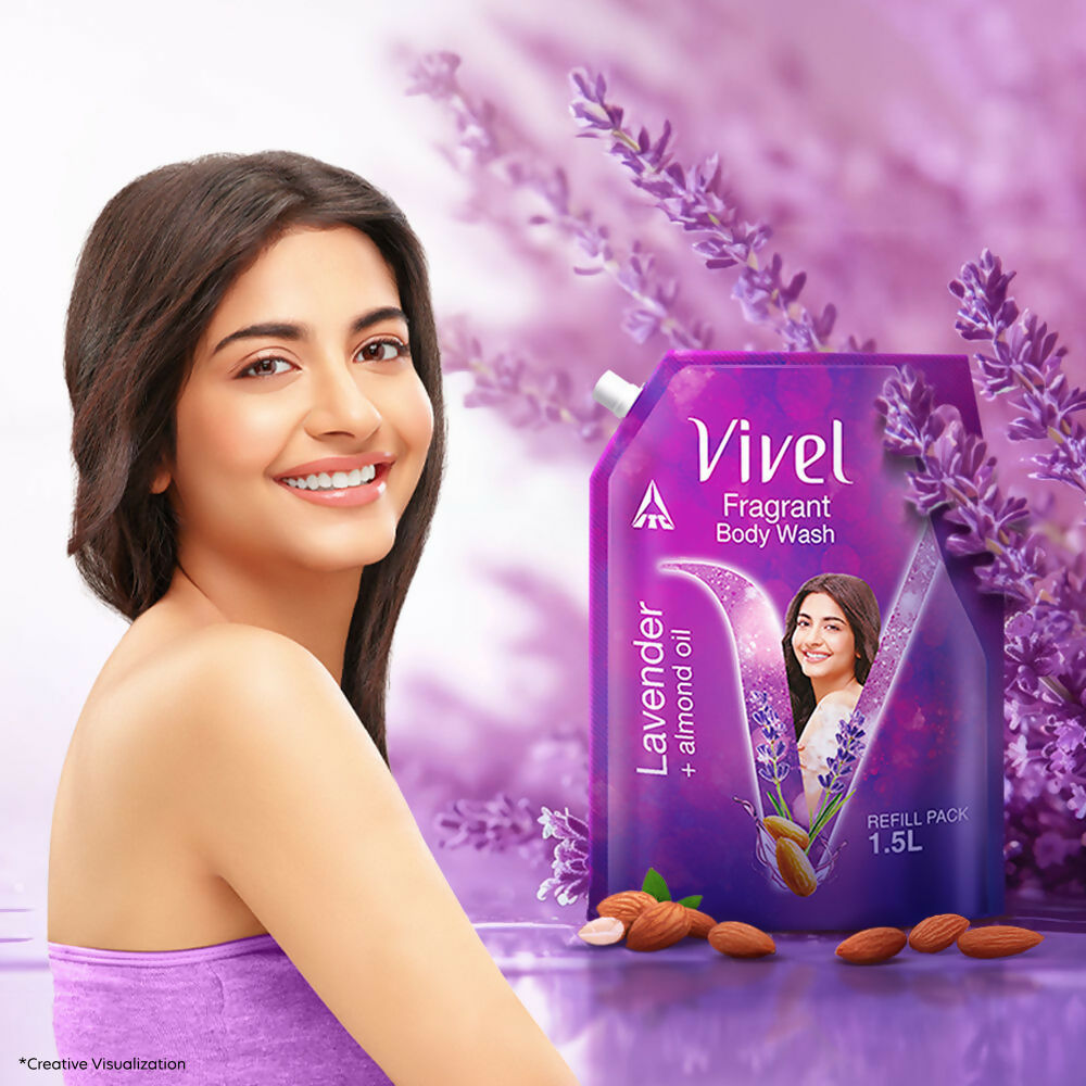 Vivel Fragrant Body Wash Lavender & Almond Oil Shower Gel Supersaver XL Refill Pouch
