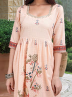 Joban Fashion Peach Position Digital Print With Position Foil Kurta Set - Distacart