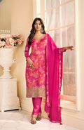 Anaita Magenta Chinon Stitched Suit with Multi Digital Print - Distacart