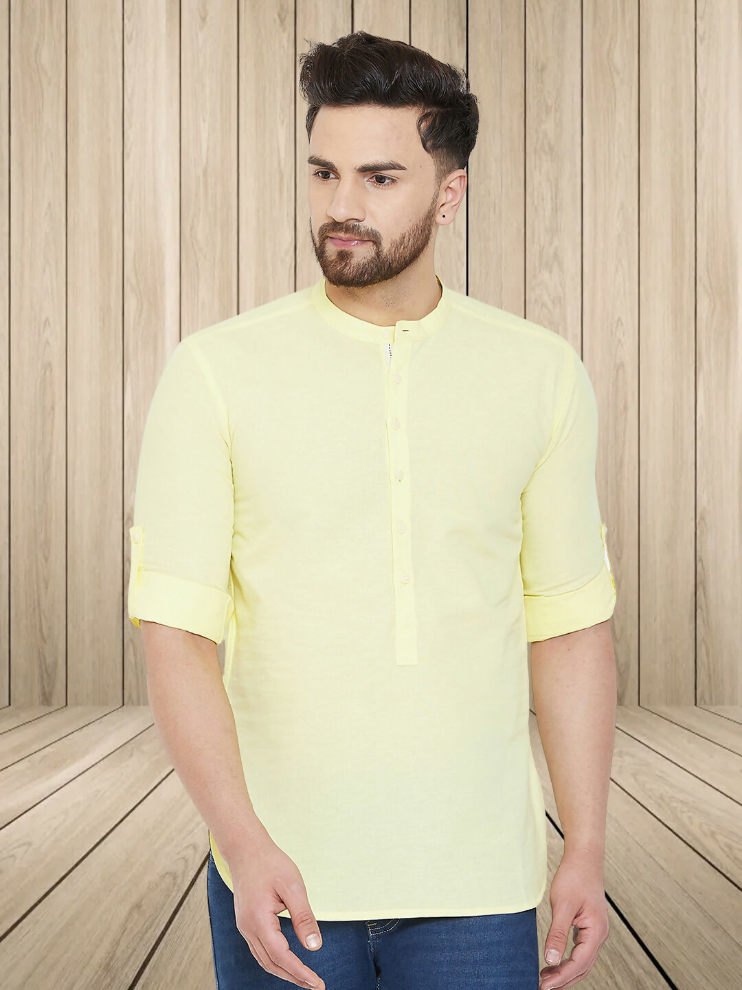 Even Apparels Men's Pure Cotton Yellow Kurta