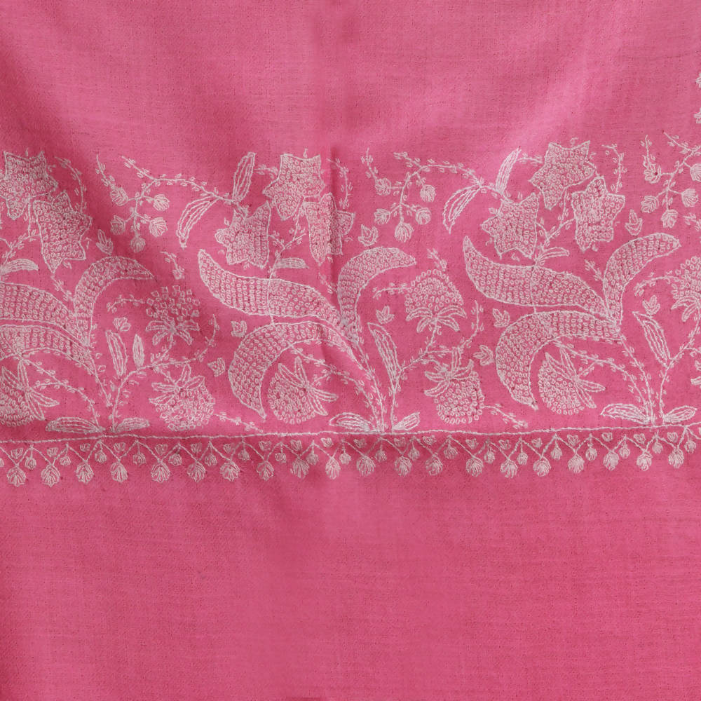 Nizalia Handmade Paper Mache Soozni Work Pink Pashmina