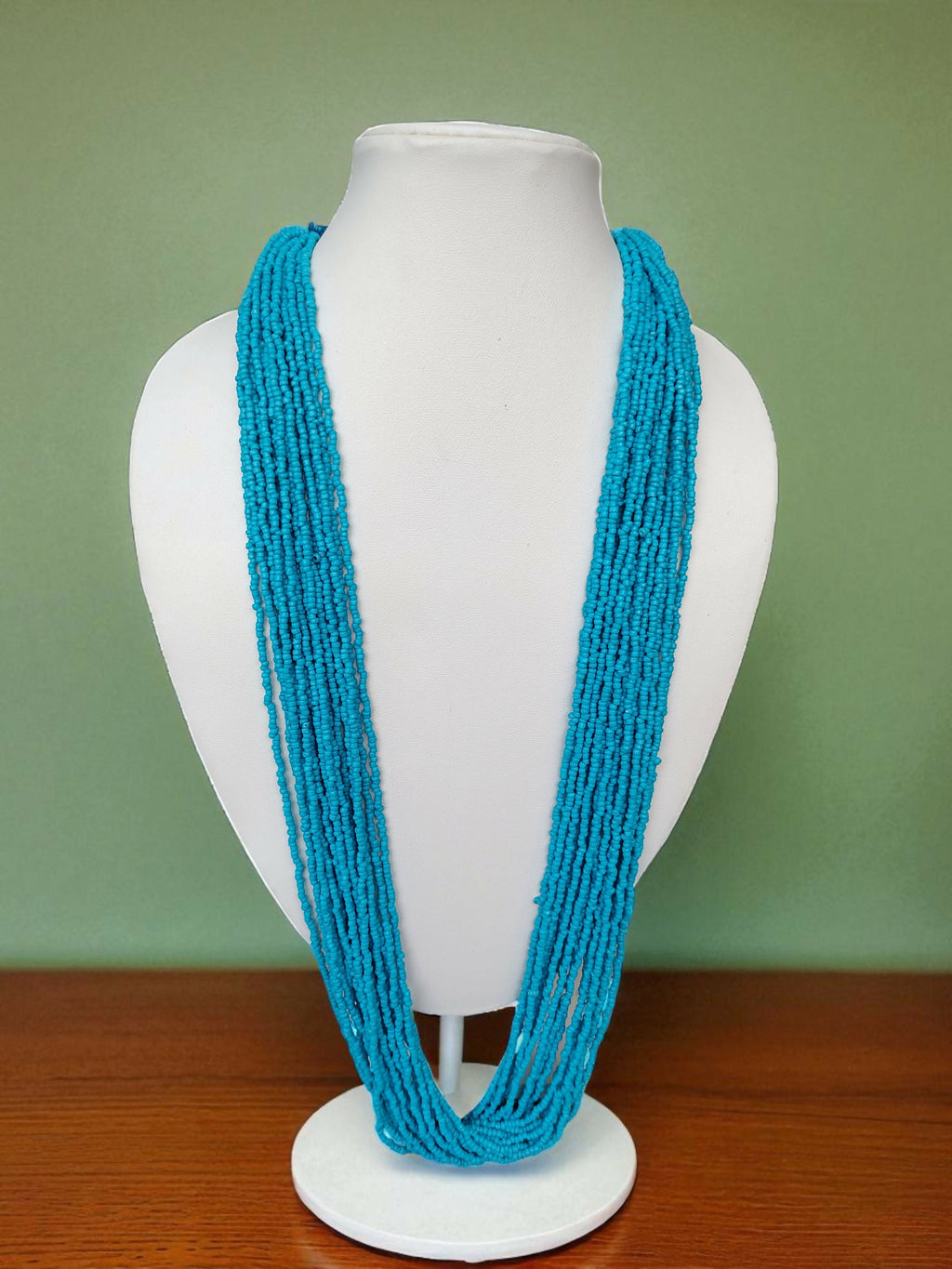 Inhanns Rangsaaz 20-Layer Luxe Long Beaded Only Necklace - Sky Blue Only Necklace