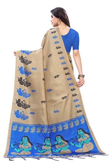 Vamika Brown Kalamkari Print With Jhalar Khadi Silk Sarees