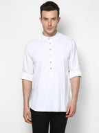 Even Apparels Band Collar White Color Pure Cotton Men's Kurta - Distacart