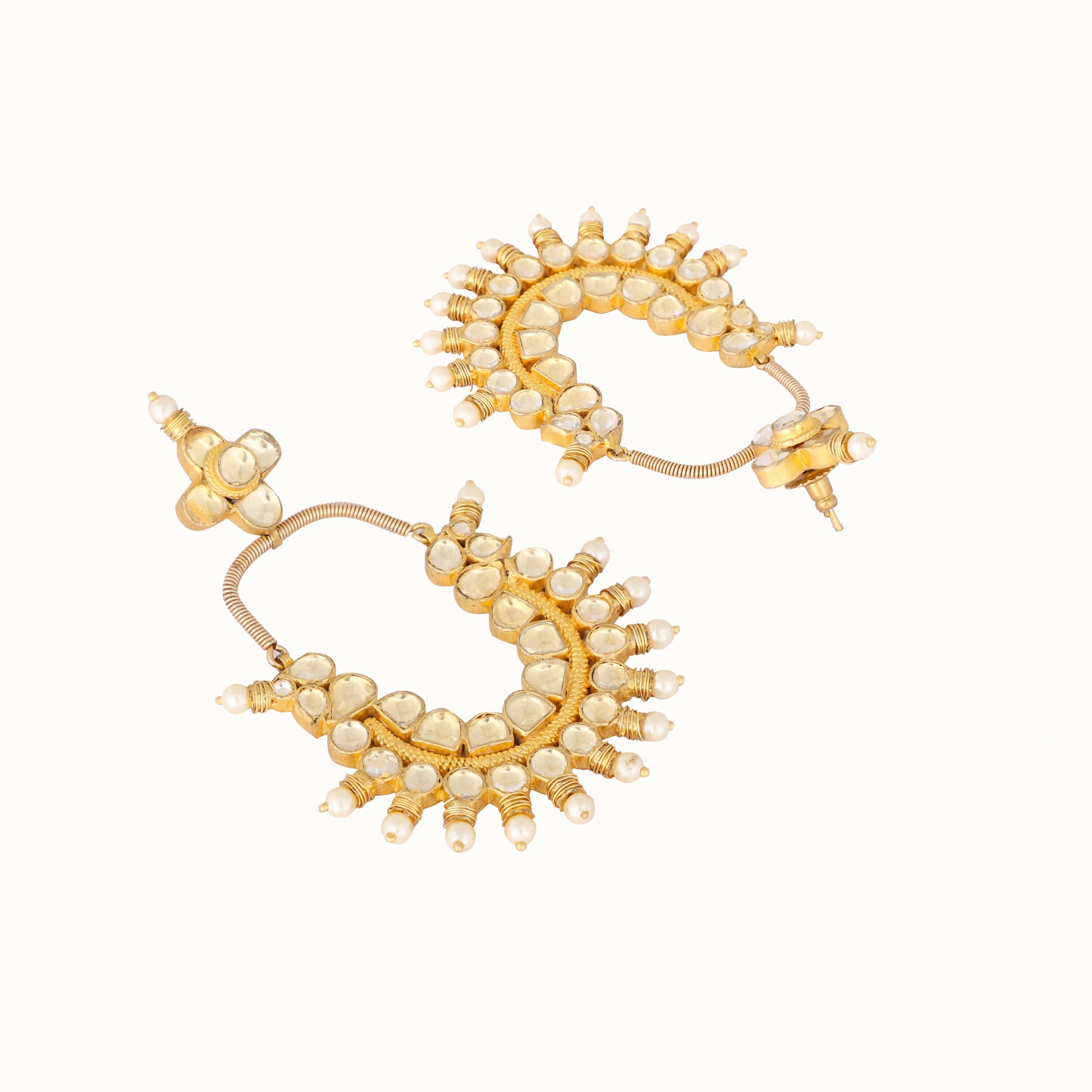 Nuyug 22k Gold Plated Royal Pearl Accent Kundan Earrings - Distacart