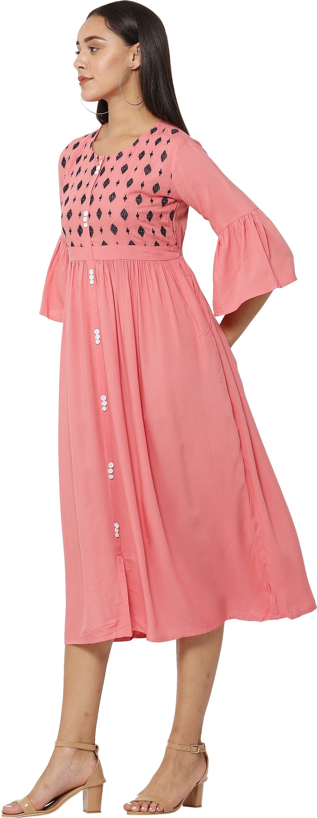 PAVONINE Gajri Color Embroidery Work With Button Dress For Women - Distacart