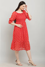 PAVONINE Polka Dots Body Kansai Red Dress For Women - Distacart