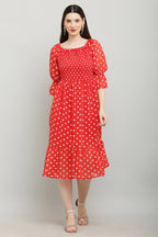 PAVONINE Polka Dots Body Kansai Red Dress For Women - Distacart