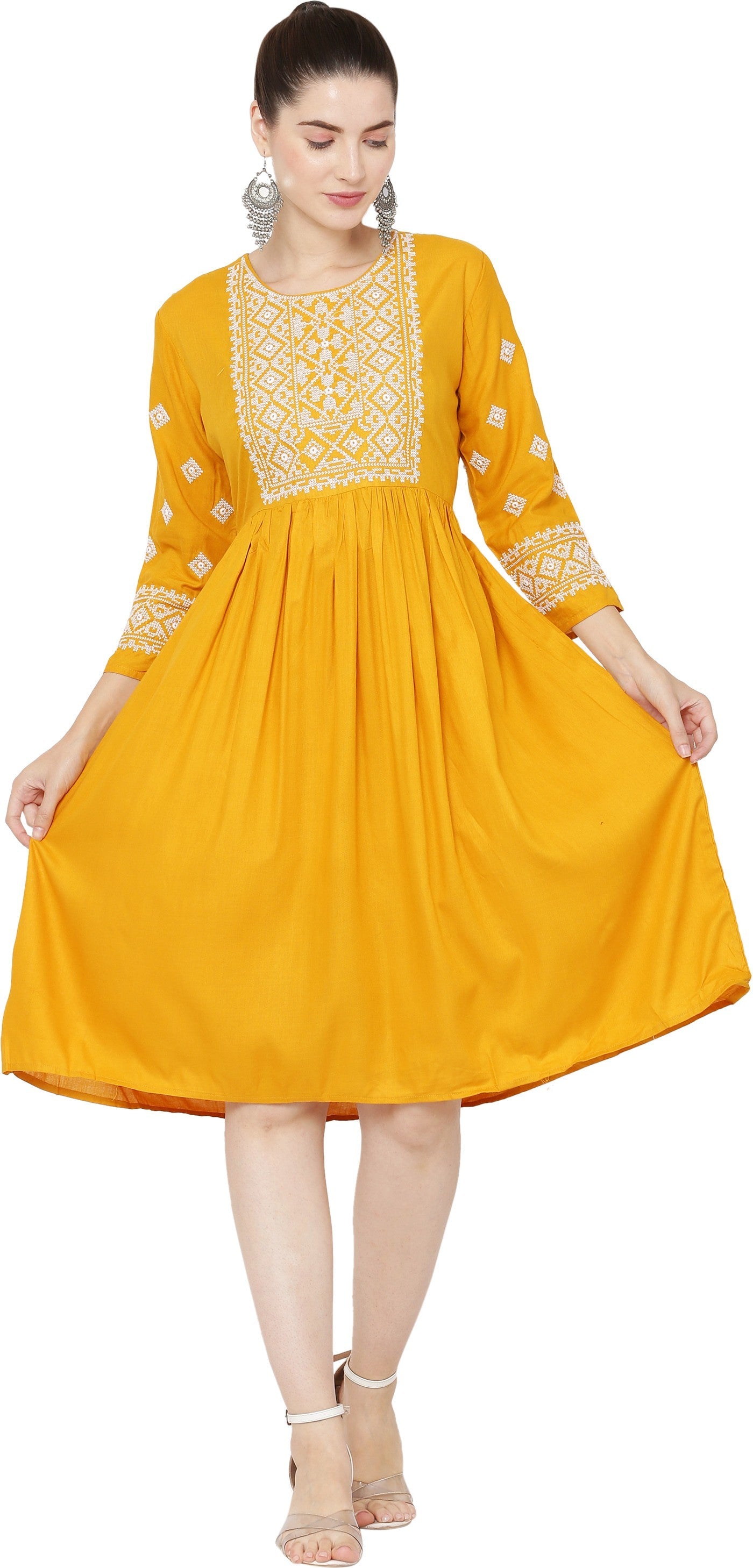 PAVONINE Gajri Color Burfi Design Embroidery Dress For Women - Distacart