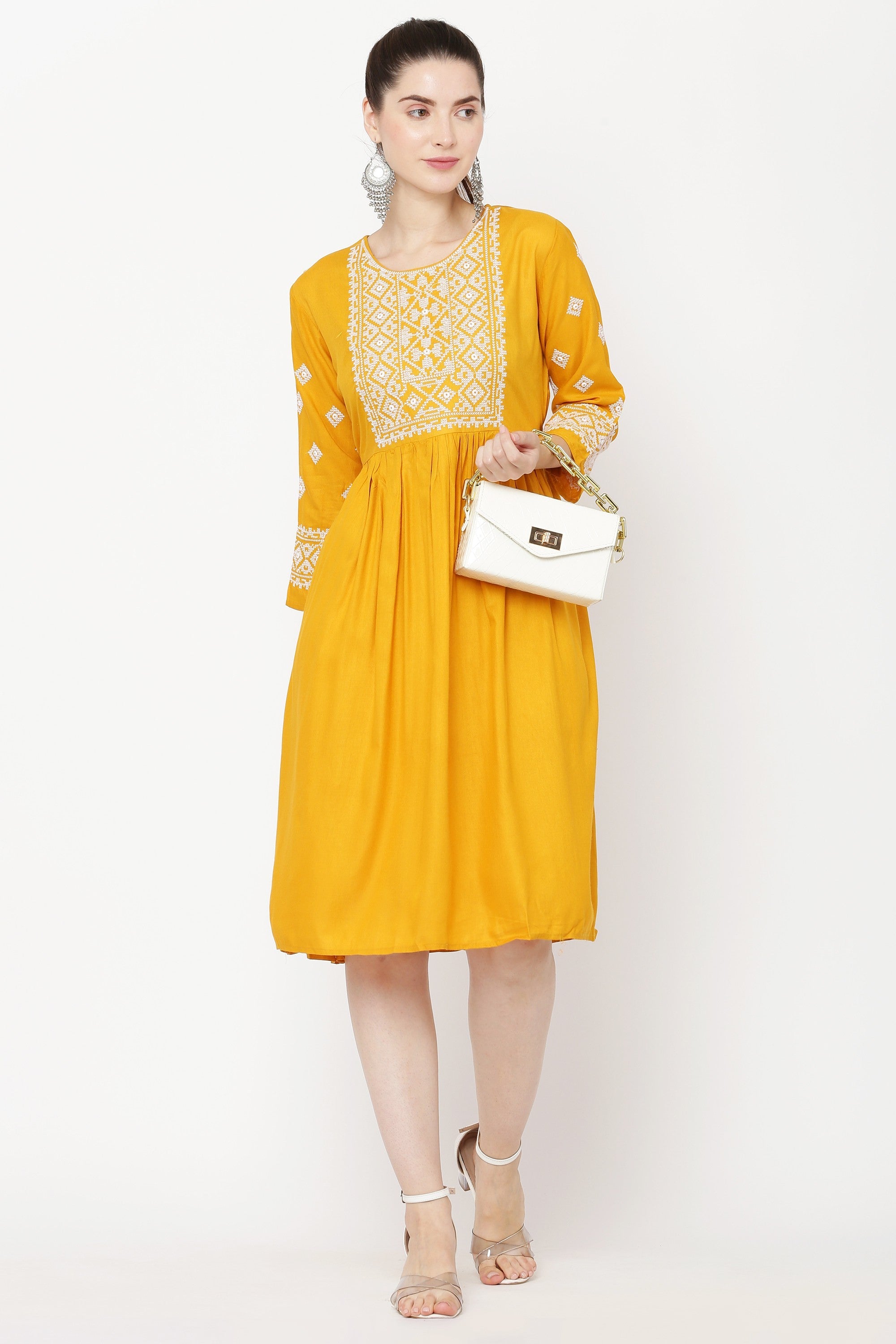 PAVONINE Gajri Color Burfi Design Embroidery Dress For Women - Distacart