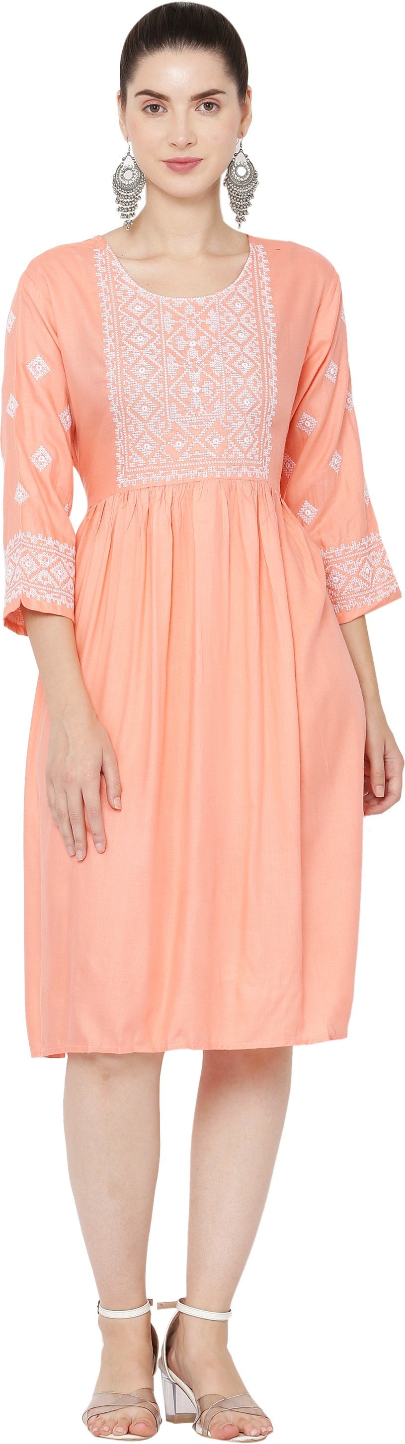 PAVONINE Mustard Color Burfi Design Embroidery Dress For Women - Distacart