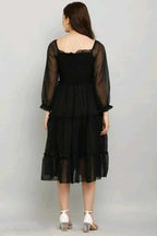 PAVONINE Buta-Design With Square-Neck Black Dress For Girls & Women - Distacart