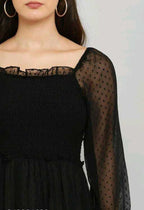 PAVONINE Buta-Design With Square-Neck Black Dress For Girls & Women - Distacart