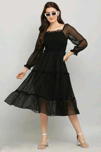 PAVONINE Buta-Design With Square-Neck Black Dress For Girls & Women - Distacart