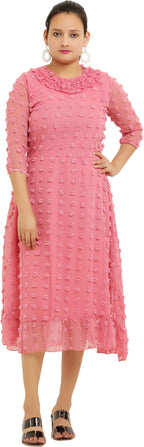 PAVONINE Buta-Design Peach Dress For Girls & Women - Distacart