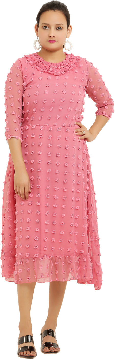 PAVONINE Buta-Design Peach Dress For Girls & Women