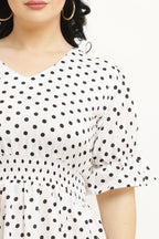 PAVONINE Micro Dots Waist Kansai Crepe Fabric White Midi For Girls - Distacart