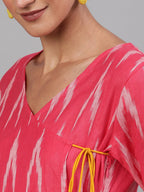 Antaran Red Cotton Flared Ikat Kurta - Distacart