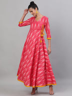 Antaran Red Cotton Flared Ikat Kurta - Distacart