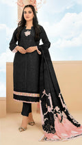 Anaita Black Cambric Cotton Stitched Suit with Embroidery & Sequence Work - Distacart