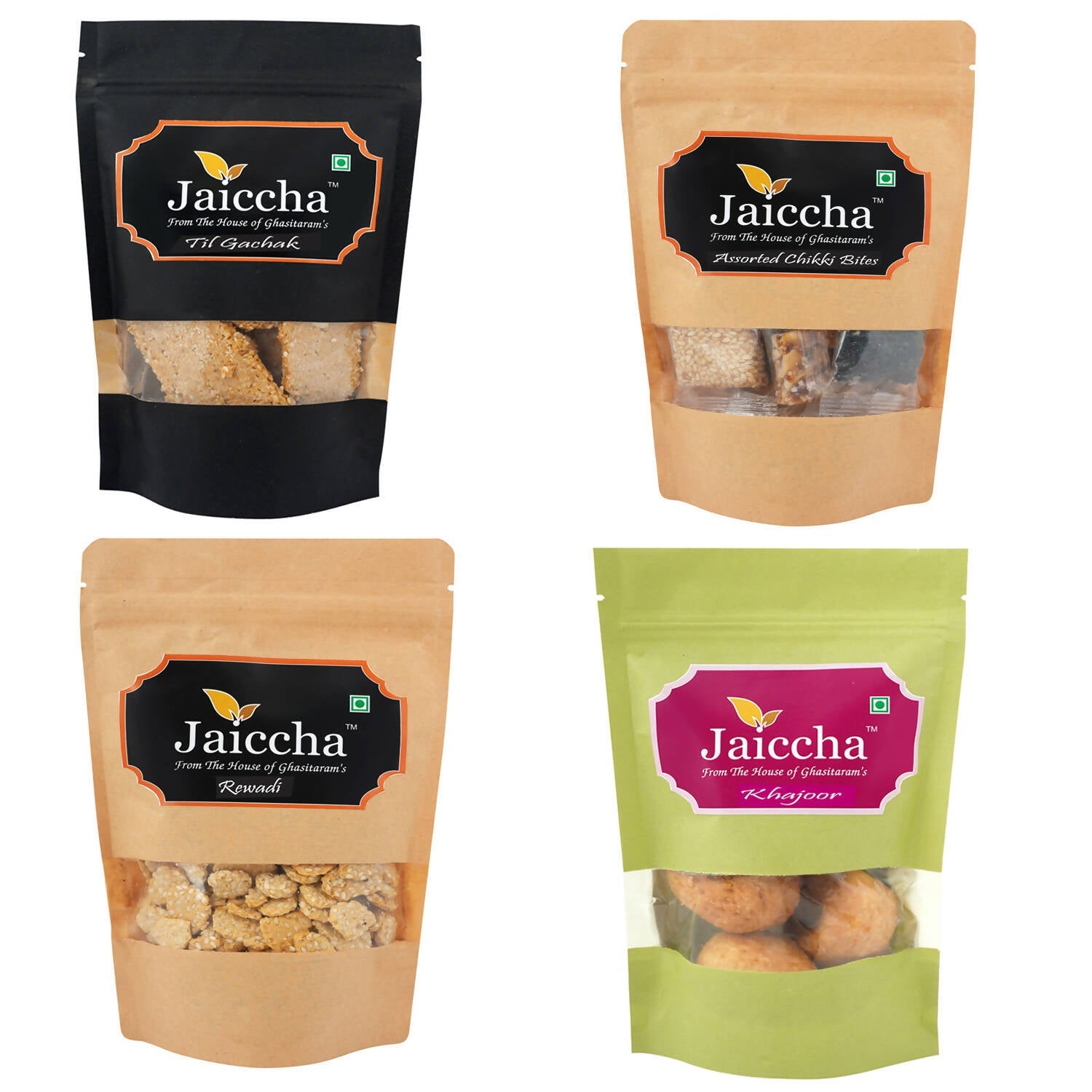 Ghasitaram Sankranti /Lohri Sweets Til Gachak, Lohri Khajoor, Gud Rewadi And Assorted Chikki Pouches Combo - Distacart