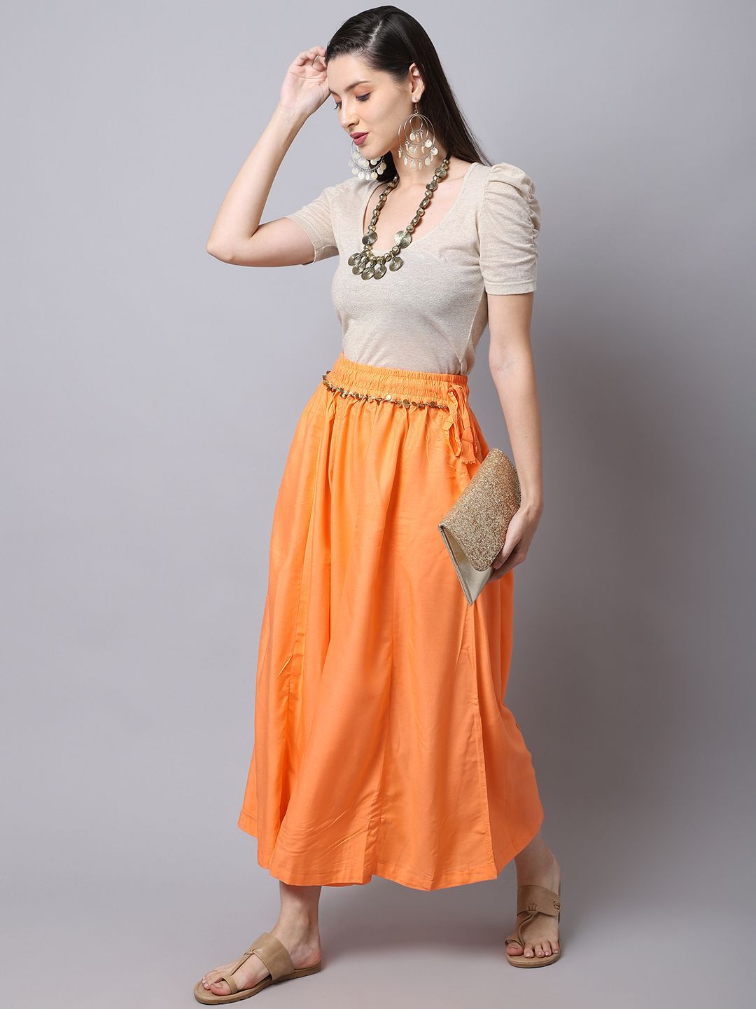 TAG 7 Women Embellished Flared Ethnic Palazzos