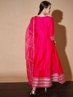 Myshka Women Pink Solid Kurta & With Dupatta - Distacart