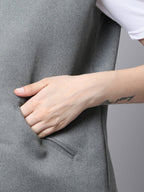 Even Apparels Grey Polyblend Open Front Women's Waistcoat - Distacart