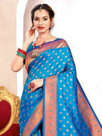 Shree Shyam Fashion Paithani Silk Blue Saree - Distacart