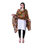 SWI Stylish Embroidered Phulkari Chiffon Coffee Color Dupatta