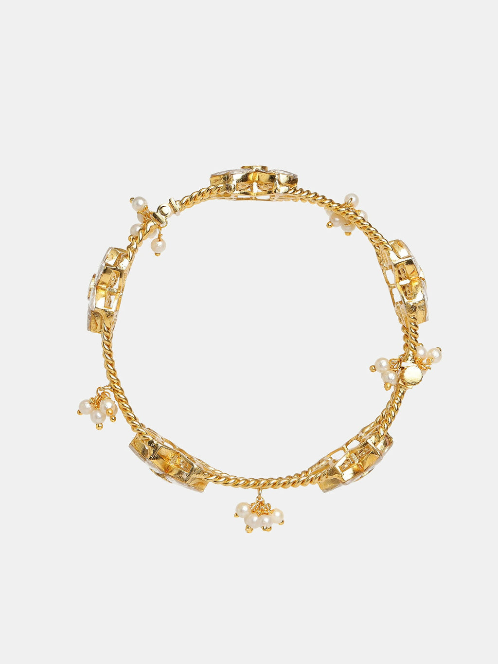 Ruby Raang 22k Gold Polished Kundan Bracelet - Distacart