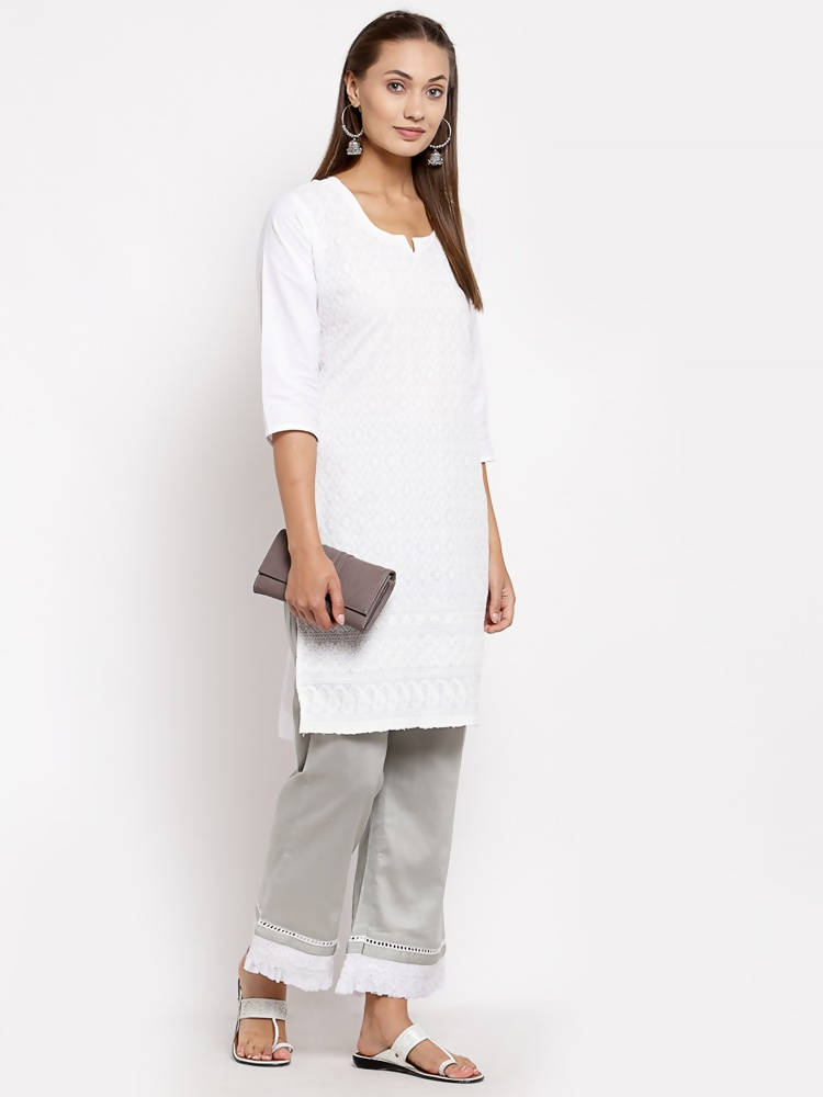 Myshka Beautiful Women's Grey Cotton Solid Casual Trouser